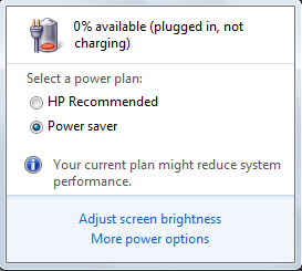 Plugged in not charging hp windows 8